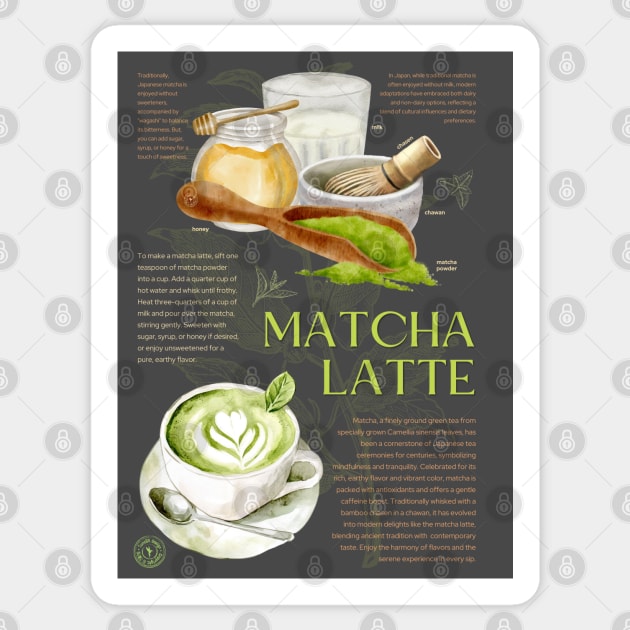Matcha Latte - Japanese Tea Art Print Sticker by TuncGK